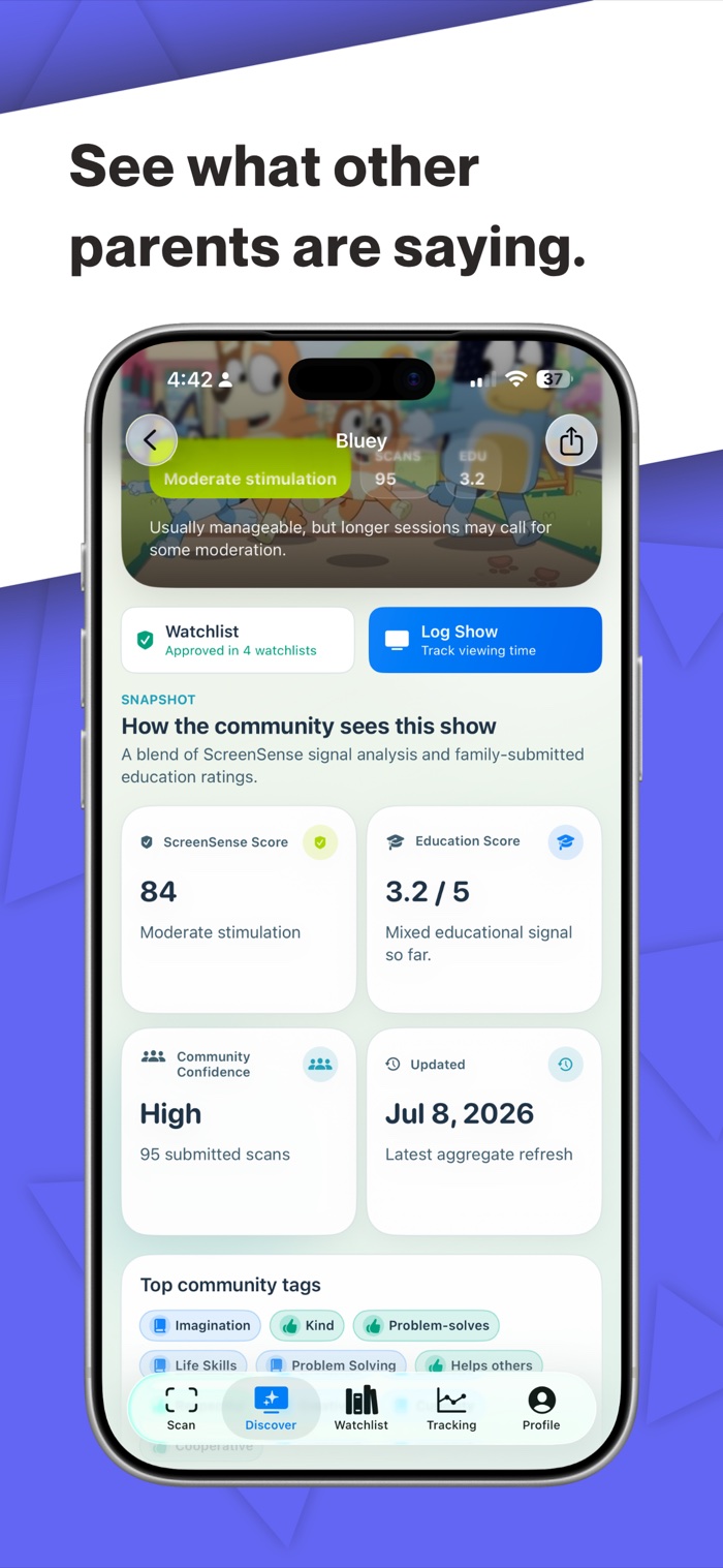 ScreenSense community insights for a children's show